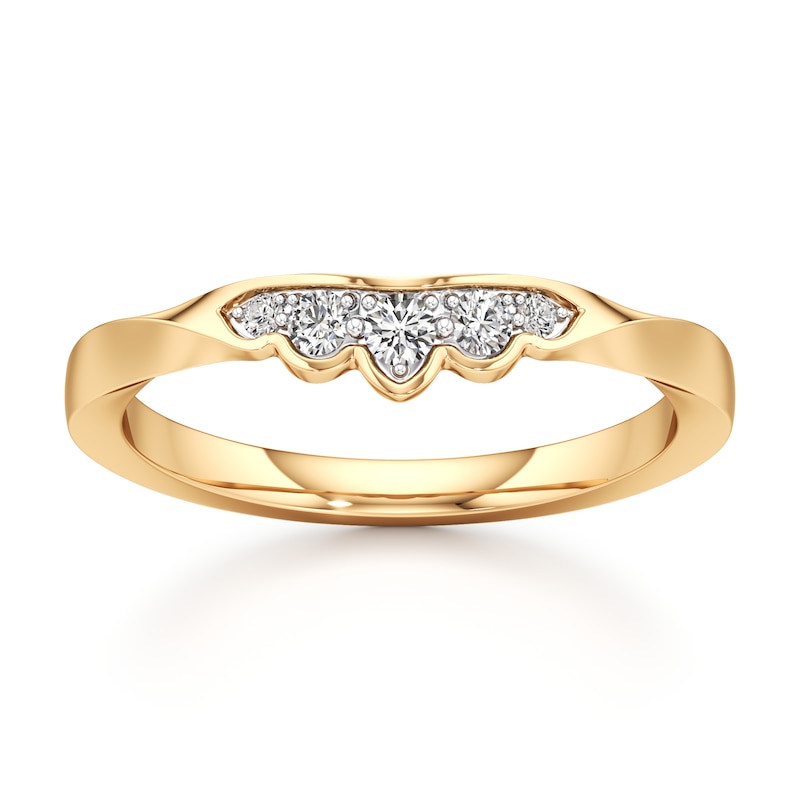 Main Image 1 of J'Lure Lab-Created Diamond Scalloped Wedding Band 1/8 ct tw 18K Yellow Gold