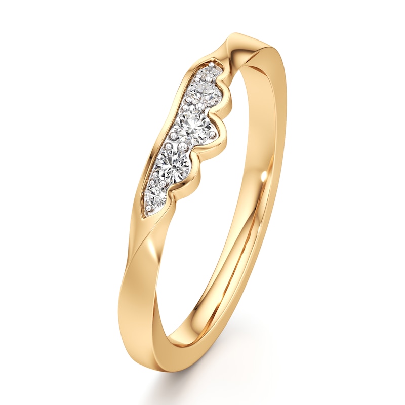 Main Image 4 of J'Lure Lab-Created Diamond Scalloped Wedding Band 1/8 ct tw 18K Yellow Gold