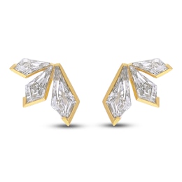 J'Lure Kite Step-Cut Lab-Created Diamond Three-Stone Earrings 2-7/8 ct tw 14K Yellow Gold