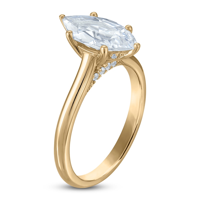 Main Image 2 of Marquise-Cut Lab-Created Diamond Solitaire Plus Engagement Ring 2 ct tw 14K Yellow Gold (VS2/F)