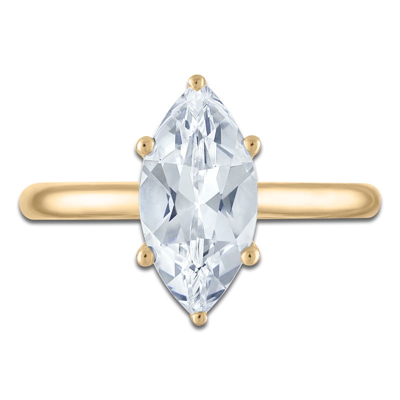 Main Image 3 of Marquise-Cut Lab-Created Diamond Solitaire Plus Engagement Ring 2 ct tw 14K Yellow Gold (VS2/F)