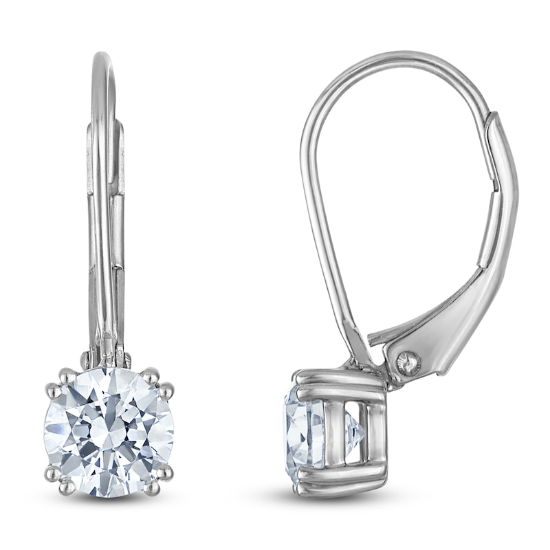 Main Image 1 of Round-Cut Lab-Created Diamond Solitaire Drop Earrings 1-1/2 ct tw 14K White Gold (SI2/F)