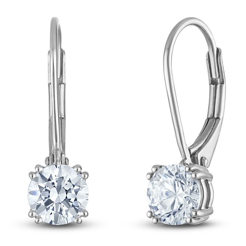 Main Image 2 of Round-Cut Lab-Created Diamond Solitaire Drop Earrings 1-1/2 ct tw 14K White Gold (SI2/F)