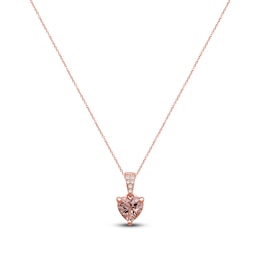 Heart-Shaped Natural Morganite & Diamond Accent Necklace 10K Rose Gold 18&quot;