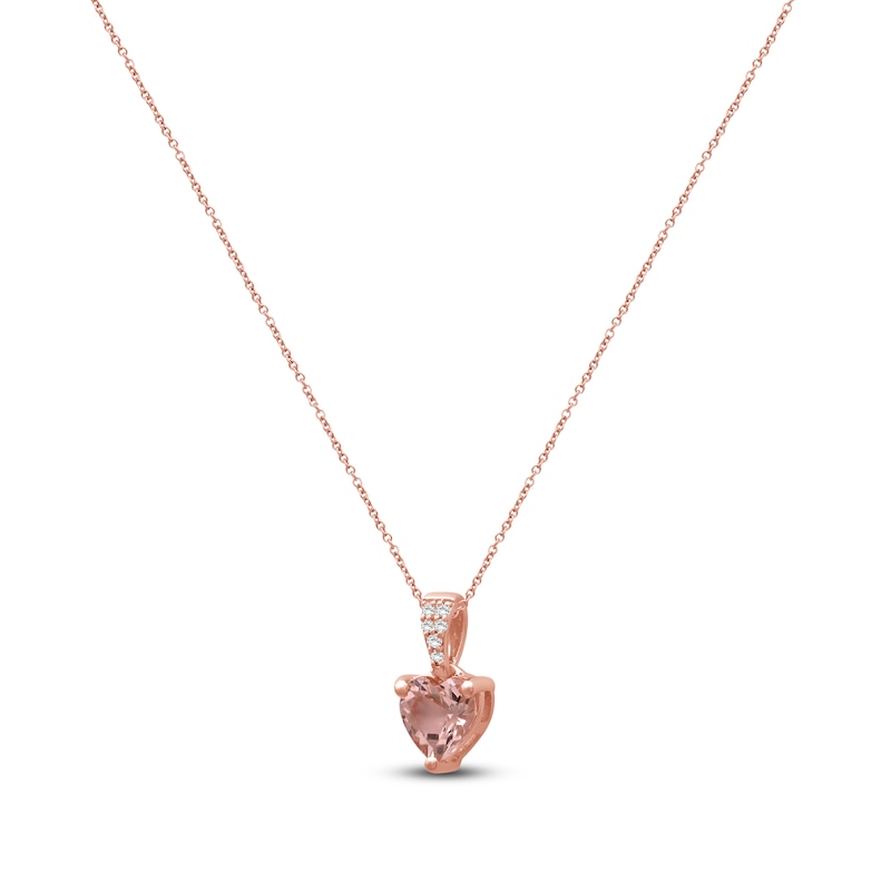 Main Image 2 of Heart-Shaped Natural Morganite & Diamond Accent Necklace 10K Rose Gold 18&quot;