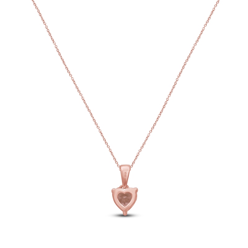 Main Image 4 of Heart-Shaped Natural Morganite & Diamond Accent Necklace 10K Rose Gold 18&quot;