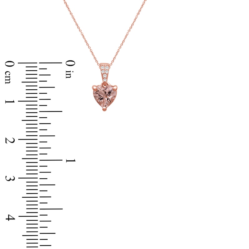 Main Image 6 of Heart-Shaped Natural Morganite & Diamond Accent Necklace 10K Rose Gold 18&quot;