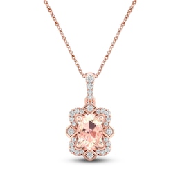 Morganite Necklace 1/10 ct tw Diamonds 10K Rose Gold