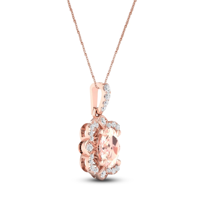 Main Image 2 of Morganite Necklace 1/10 ct tw Diamonds 10K Rose Gold