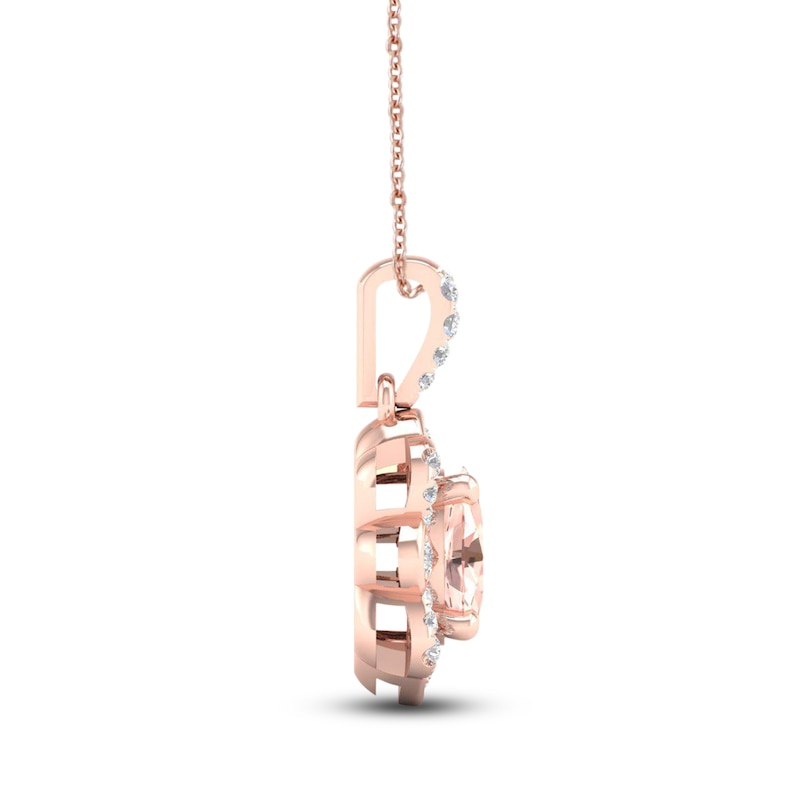 Main Image 3 of Morganite Necklace 1/10 ct tw Diamonds 10K Rose Gold