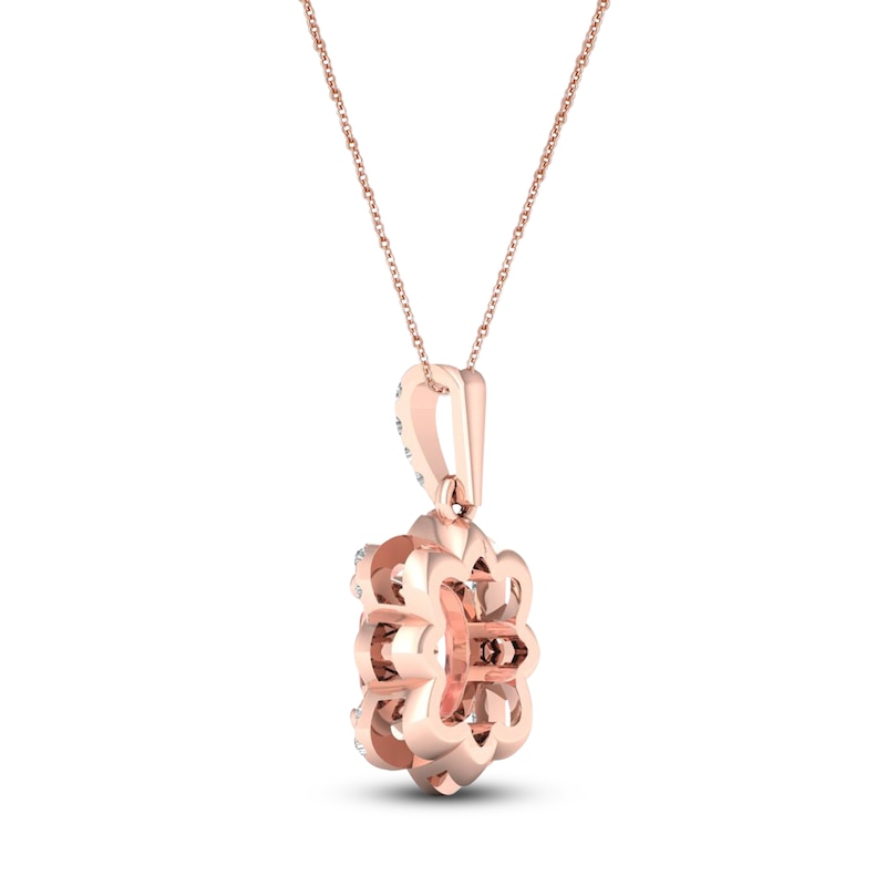 Main Image 4 of Morganite Necklace 1/10 ct tw Diamonds 10K Rose Gold