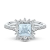 Thumbnail Image 3 of Square-Cut Natural Aquamarine Ring 3/8 ct tw Diamonds 14K White Gold