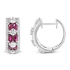 Thumbnail Image 1 of Marquise-Cut Natural Ruby & Diamond Hoop Earrings 7/8 ct tw 18K White Gold