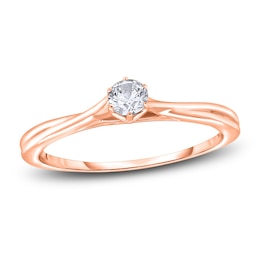 Diamond Solitaire Twist Engagement Ring 1/4 ct tw Round 14K Rose Gold (I2/I)