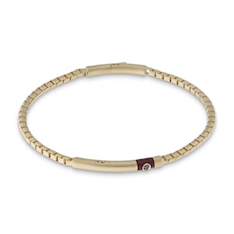 Marco Dal Maso Men's Black Diamond Accent Bracelet Red Enamel Sterling Silver/18K Yellow Gold-Plated 8&quot;