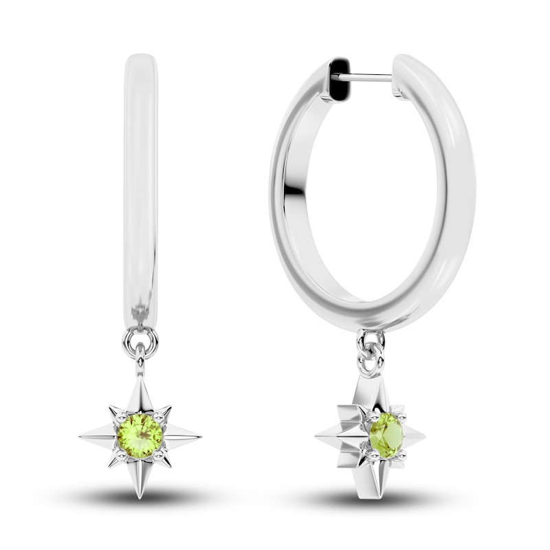 Main Image 1 of Juliette Maison Natural Peridot Starburst Drop Earrings 10K White Gold