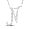 Thumbnail Image 1 of Diamond Initial N Pendant Necklace 1/10 ct tw Round 10K White Gold