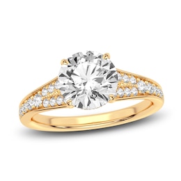 Lab-Created Diamond Engagement Ring 2-1/3 ct tw Round 14K Yellow Gold