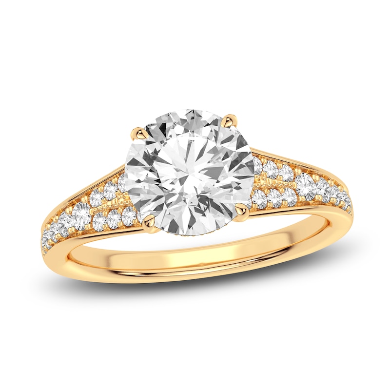 Main Image 1 of Lab-Created Diamond Engagement Ring 2-1/3 ct tw Round 14K Yellow Gold