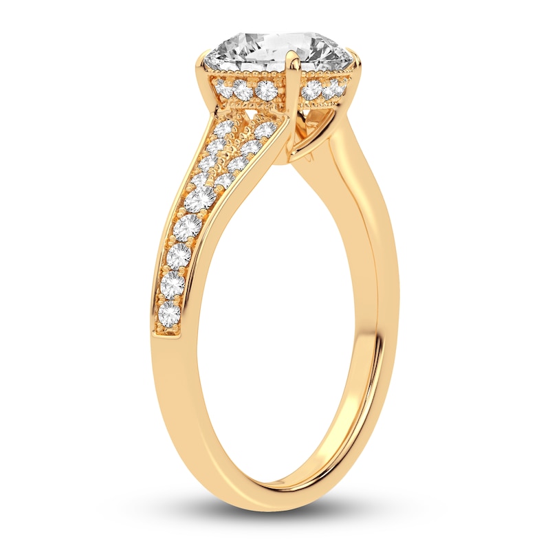 Main Image 2 of Lab-Created Diamond Engagement Ring 2-1/3 ct tw Round 14K Yellow Gold