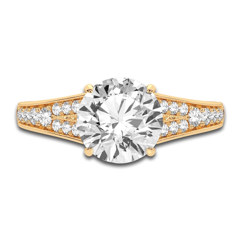 Main Image 3 of Lab-Created Diamond Engagement Ring 2-1/3 ct tw Round 14K Yellow Gold