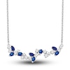 Thumbnail Image 1 of Natural Blue Sapphire Necklace 3/8 ct tw Diamonds 14K White Gold 18"