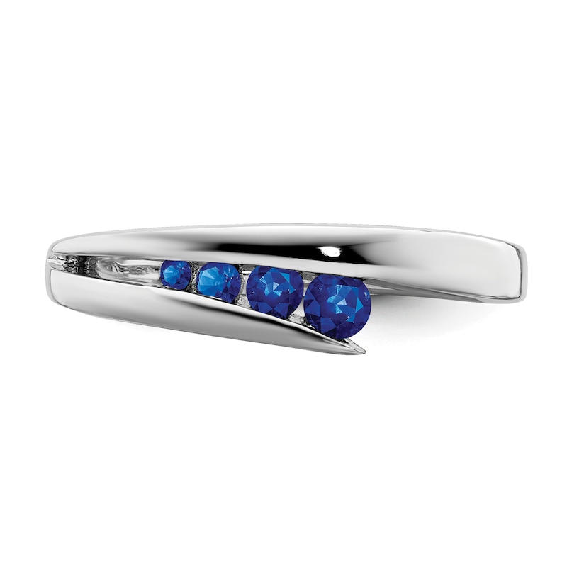 Main Image 3 of Natural Blue Sapphire 4-Stone Ring 14K White Gold