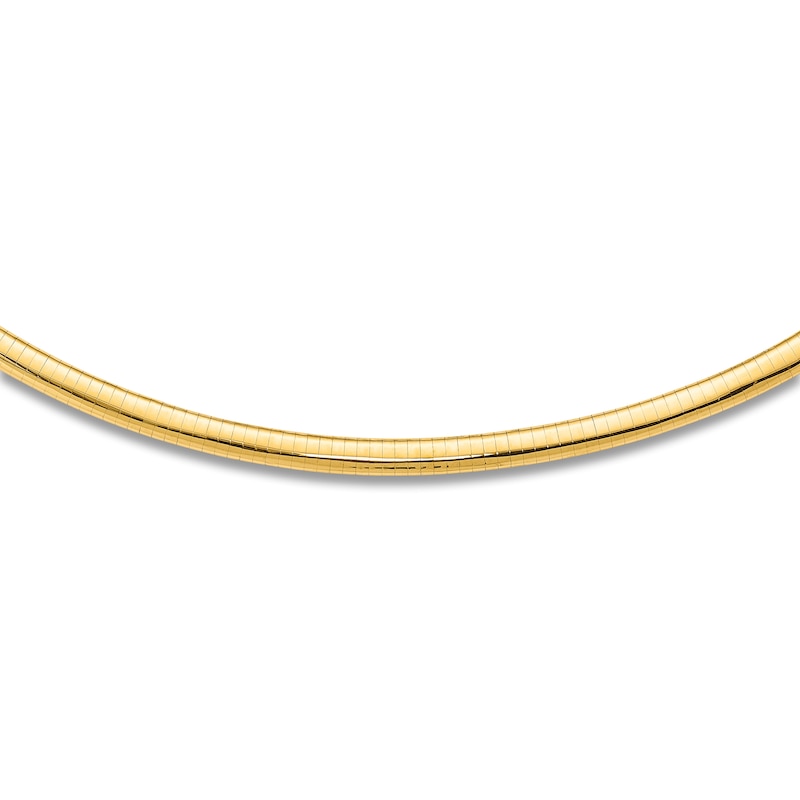 Domed Omega Necklace 14K Yellow Gold 18" 6.0mm