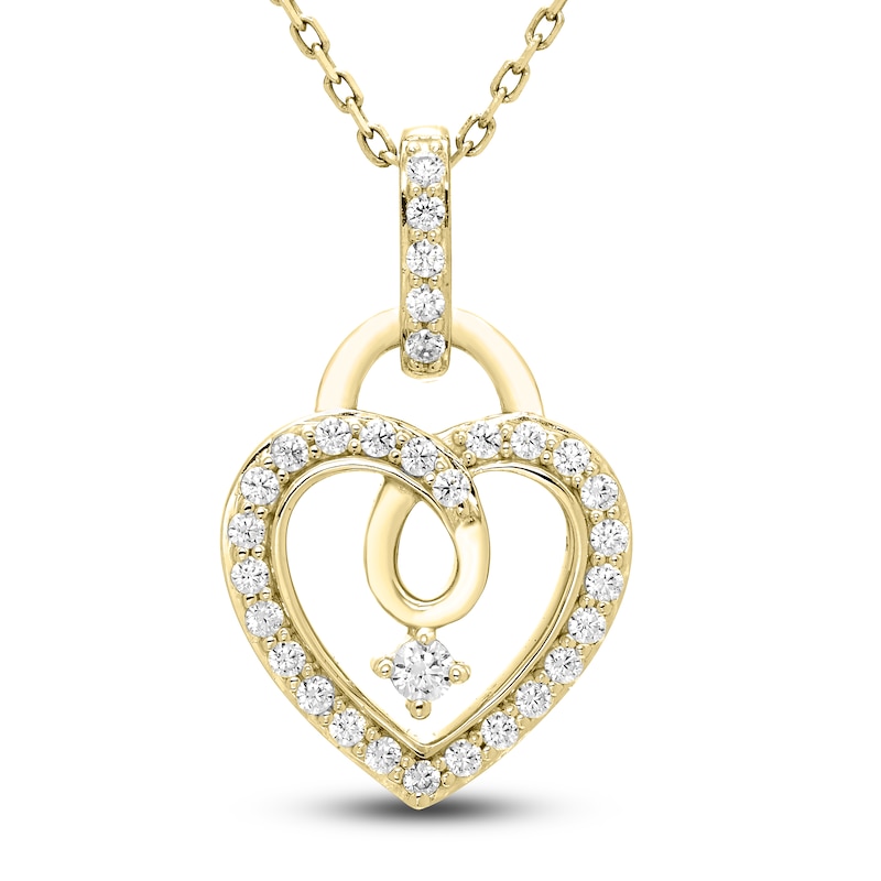 Main Image 1 of Diamond Heart Pendant Necklace 1/4 ct tw Round 10K Yellow Gold 18&quot;