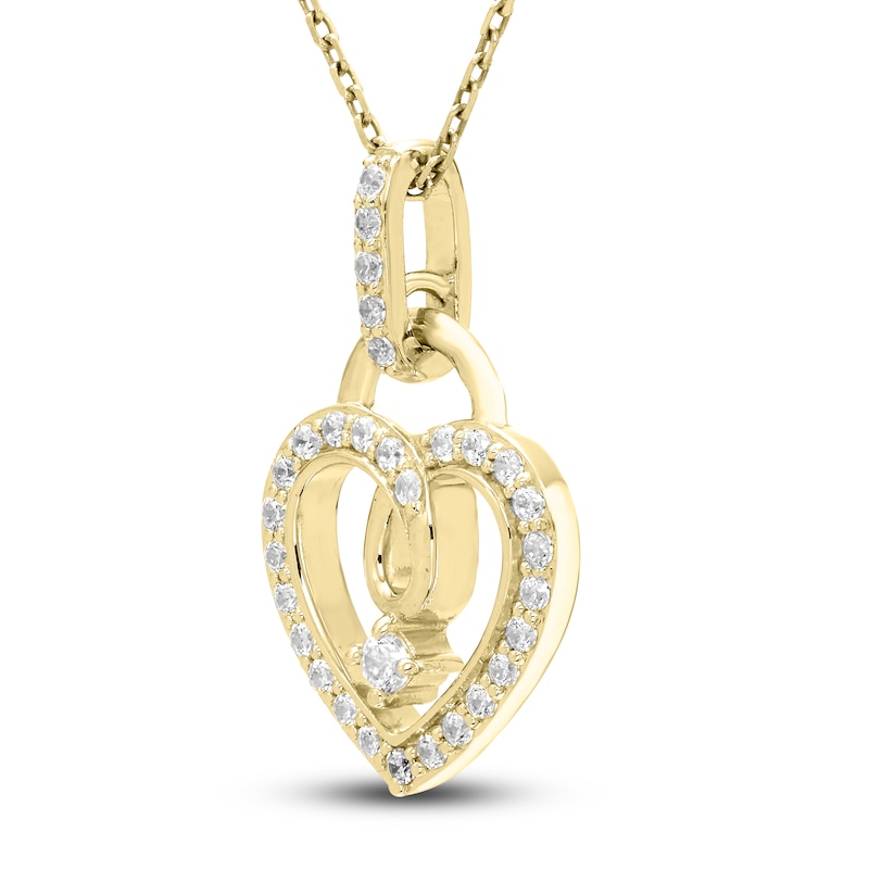 Main Image 2 of Diamond Heart Pendant Necklace 1/4 ct tw Round 10K Yellow Gold 18&quot;