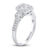 Thumbnail Image 2 of Diamond 3-Stone Halo Ring 1-1/6 ct tw Round 14K White Gold