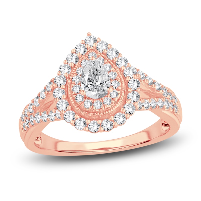 Main Image 1 of Diamond Engagement Ring 1 ct tw Pear/Round 14K Rose Gold