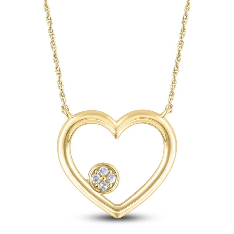 Main Image 1 of High-Polish Heart Necklace Diamond Accents 14K Yellow Gold 18&quot;