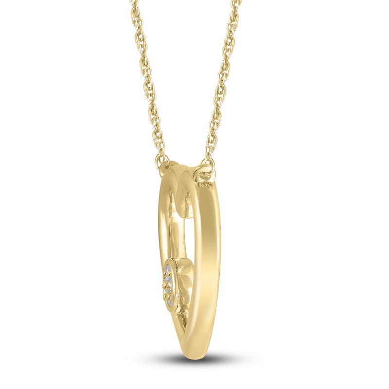 Main Image 2 of High-Polish Heart Necklace Diamond Accents 14K Yellow Gold 18&quot;