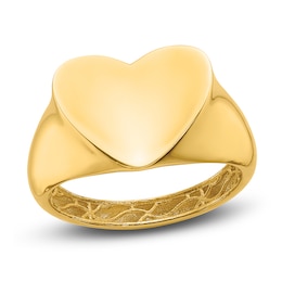 High-Polish Heart Signet Ring 14K Yellow Gold