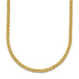 High-Polish Wheat Chain Necklace 24K Yellow Gold 18&quot; 2.5mm