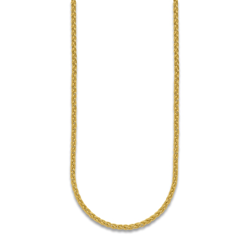 High-Polish Wheat Chain Necklace 24K Yellow Gold 18" 2.5mm