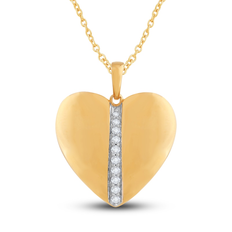 Diamond Heart Pendant Necklace 1/6 ct tw Round 14K Yellow Gold 18"