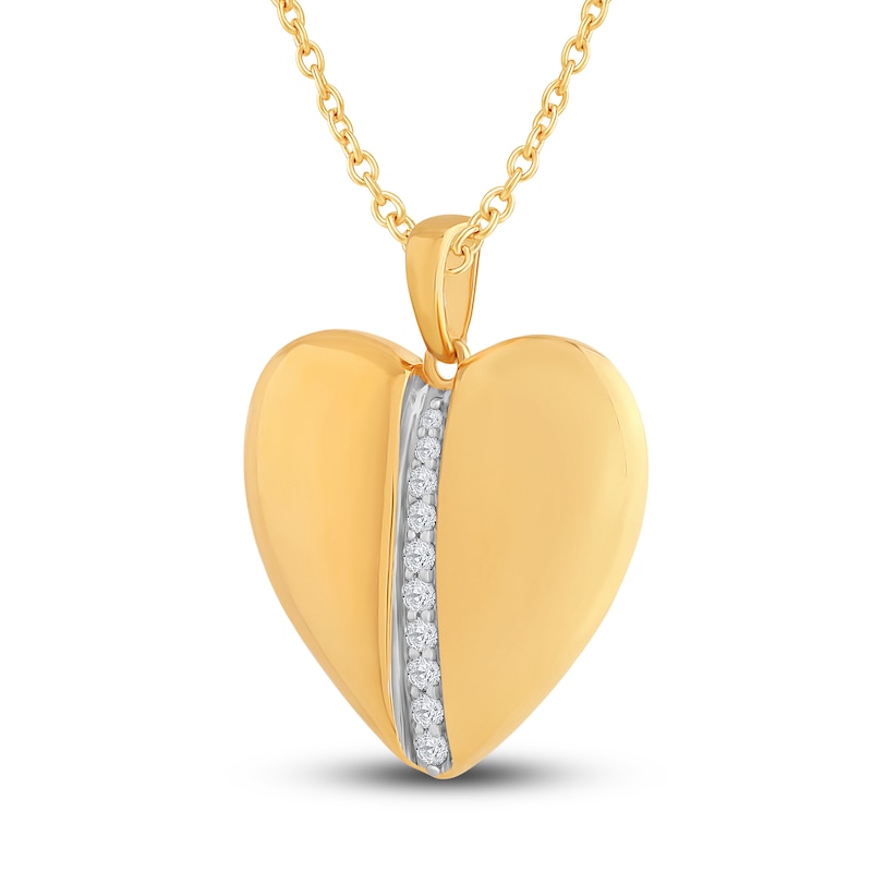 Diamond Heart Pendant Necklace 1/6 ct tw Round 14K Yellow Gold 18"