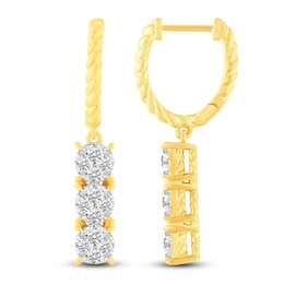 Diamond Huggie/Dangle Earrings 1 ct tw 14K Yellow Gold