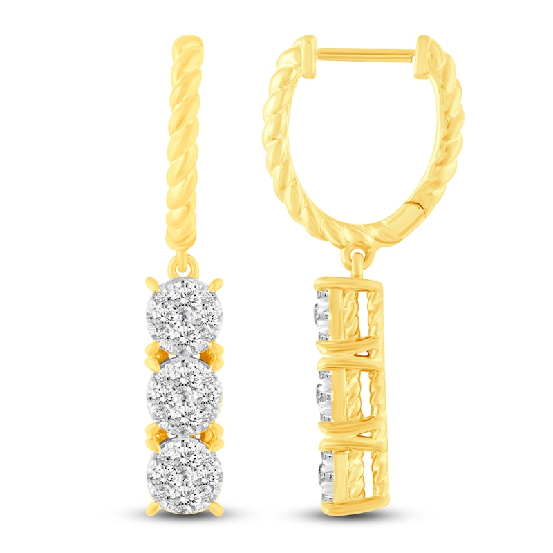 Main Image 1 of Diamond Huggie/Dangle Earrings 1 ct tw 14K Yellow Gold