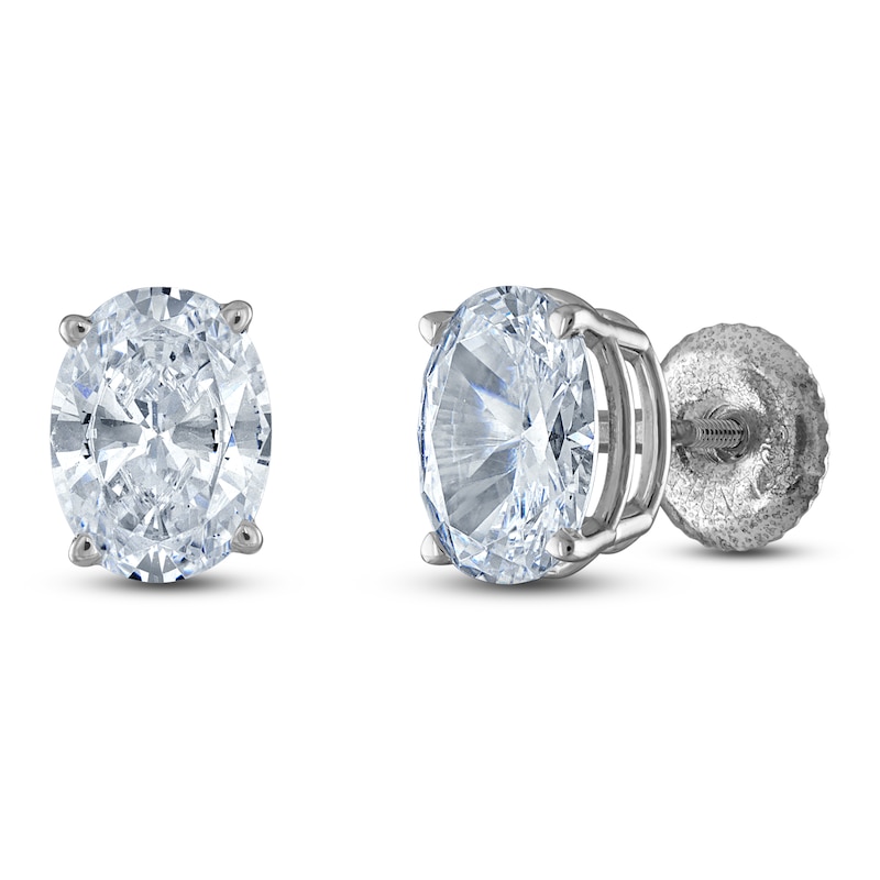 Oval-Cut Lab-Created Diamond Solitaire Stud Earrings 1 ct tw 14K White Gold (F/SI2)