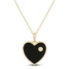 Thumbnail Image 1 of Black Onyx & Diamond Accent Heart Necklace 14K Yellow Gold 17&quot;