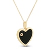 Thumbnail Image 3 of Black Onyx & Diamond Accent Heart Necklace 14K Yellow Gold 17&quot;