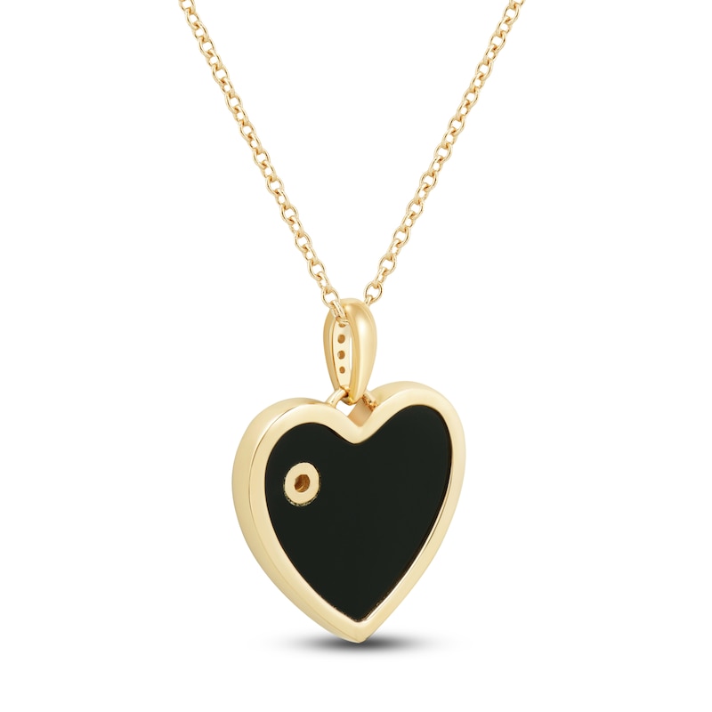 Main Image 3 of Black Onyx & Diamond Accent Heart Necklace 14K Yellow Gold 17&quot;