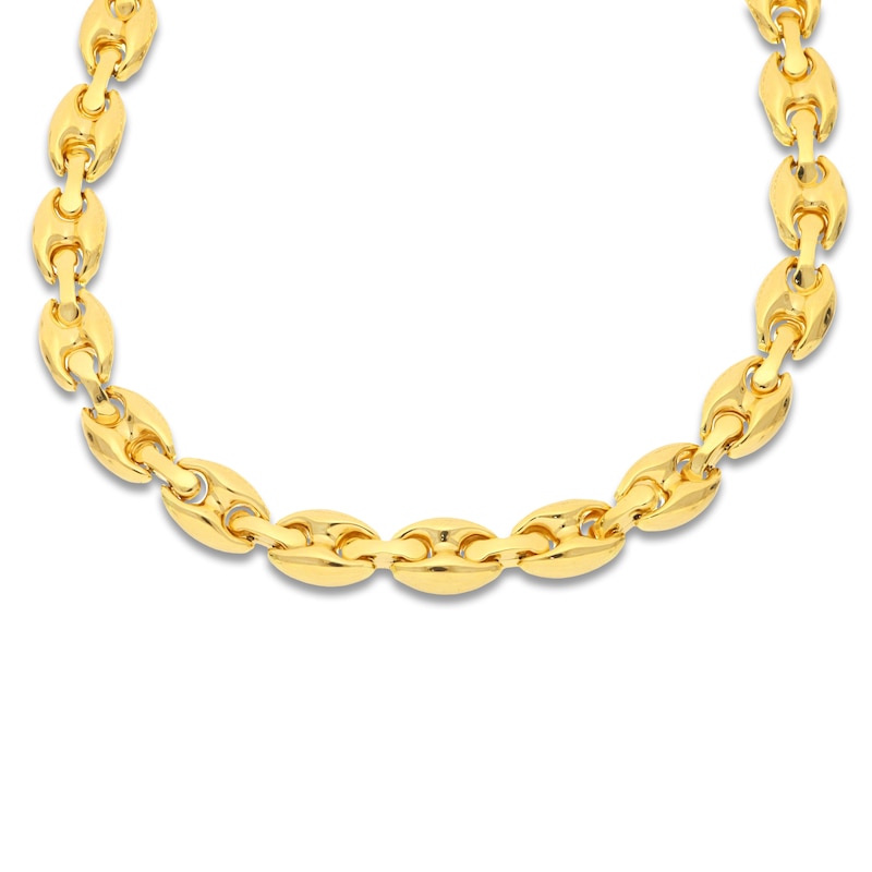 Italia D'Oro Solid Puffed Mariner Chain Necklace 14K Yellow Gold 18"