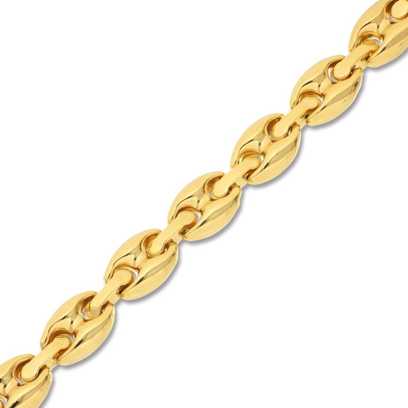 Italia D'Oro Solid Puffed Mariner Chain Necklace 14K Yellow Gold 18"