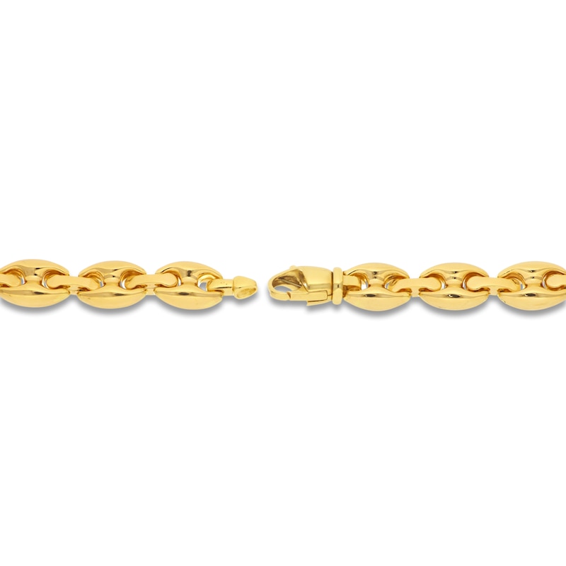 Italia D'Oro Solid Puffed Mariner Chain Necklace 14K Yellow Gold 18"