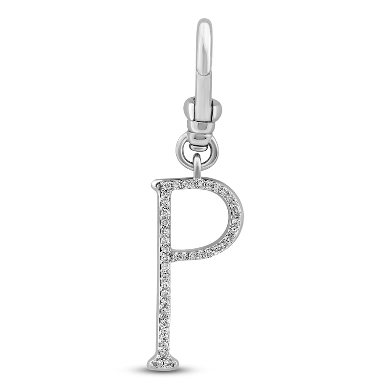 Charm'd by Lulu Frost Diamond Letter P Charm 1/15 ct tw Pavé Round 10K White Gold