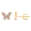 Thumbnail Image 0 of Children's Pink Sparkle Enamel Butterfly Stud Earrings 14K Yellow Gold